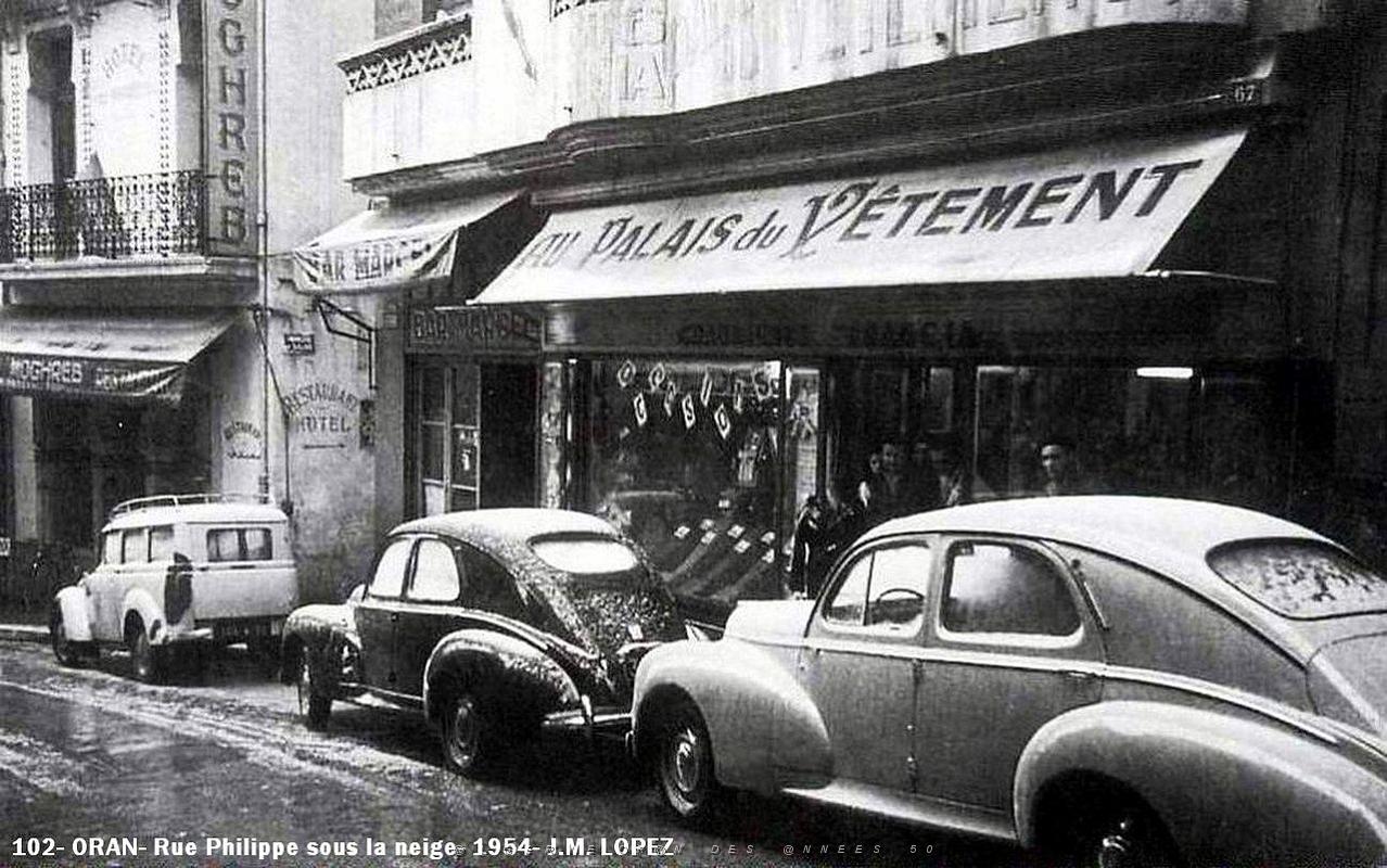 102- Oran- Rue Phillipe sous la neige- 1954- J.M. Lopez.jpg